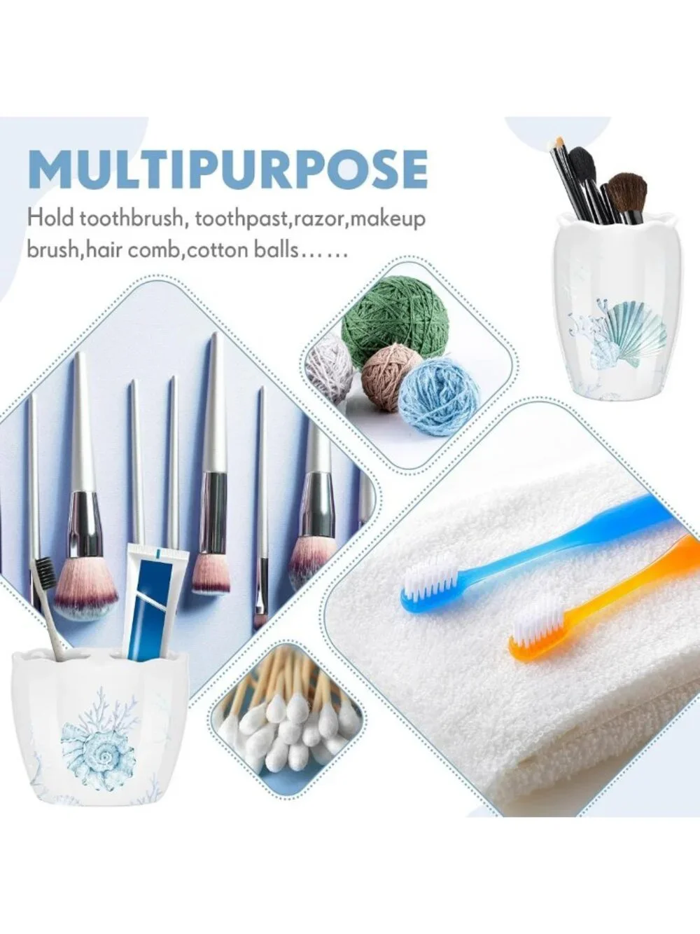 Ocean Animals Bathroom Set - 4 Pcs Beach Decor, Tumbler, Soap Dispenser & More